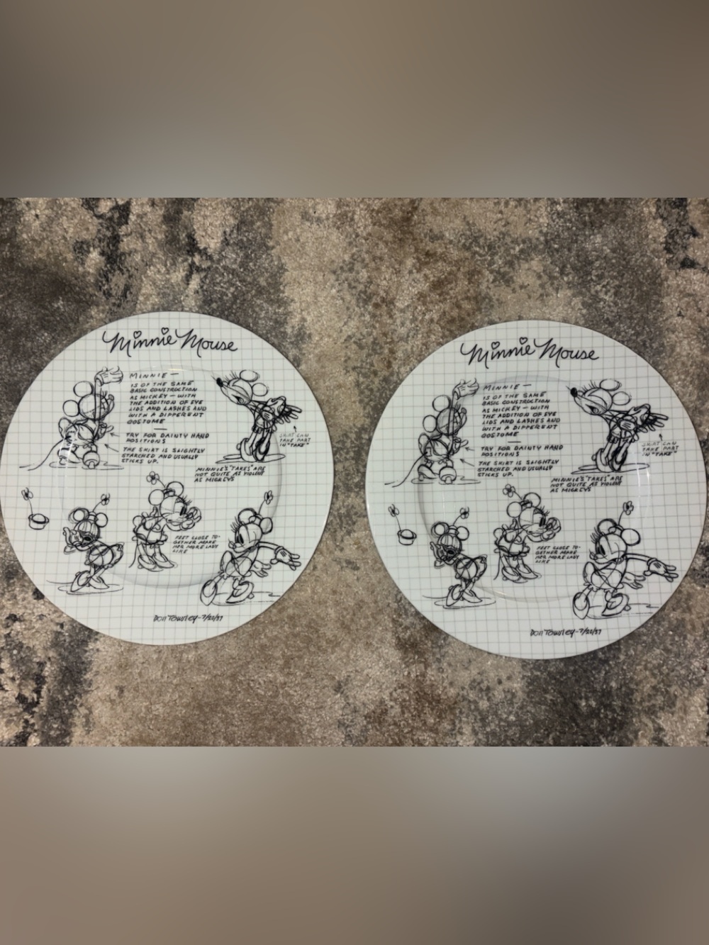 Minnie Mouse Sketch Plate - Black & White 2 plates 016